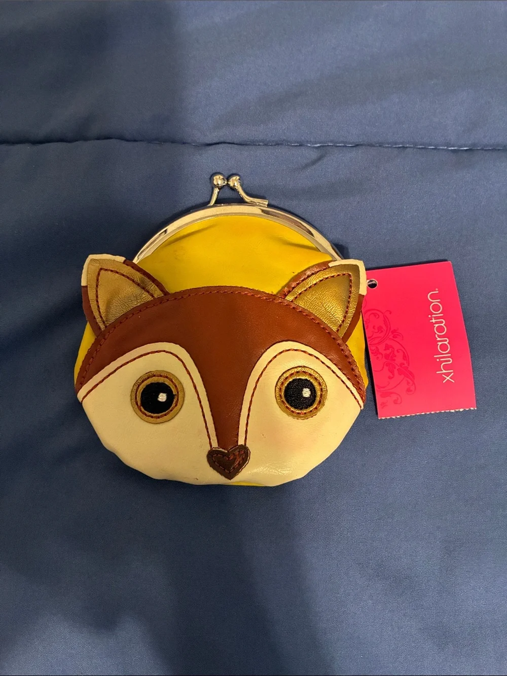 Xhilaration VINTAGE 2012 Yellow & Brown Fox Coin Purse